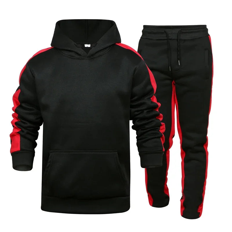 Autumn and Winter Jogging Suits for Men Striped Hoodie+Pants Casual Tracksuit Male Sportswear Gym Casual Clothing Sweat Suit New