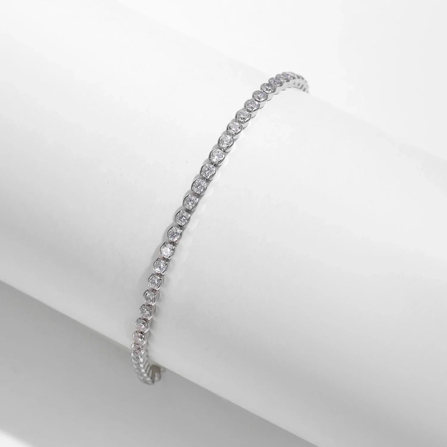 925 Sterling Silver Sparkling CZ Tennis Bracelet Round Zirconia Platinum Plated Bracelet For Women Fine Jewelry Gift