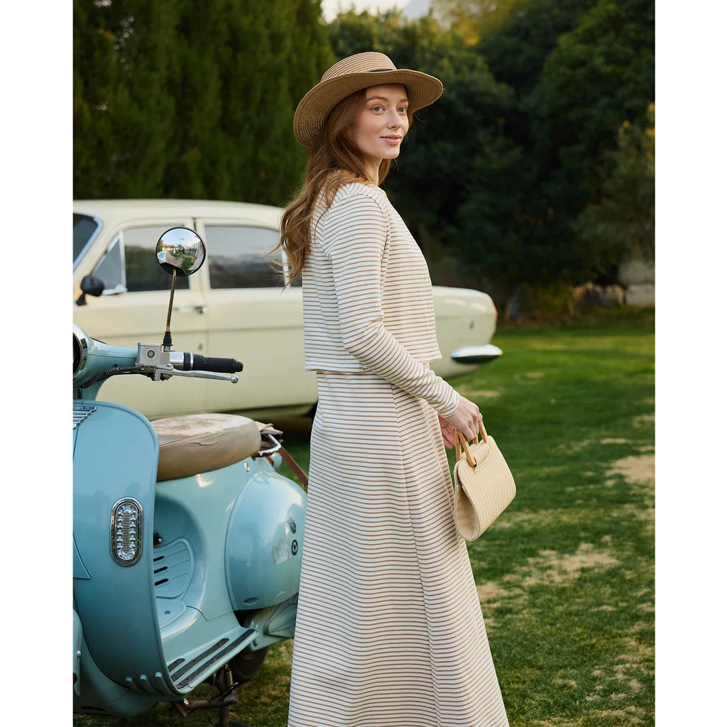 SS2026 Women's Dress Striped Cardigan and Dress Soft Three Color Options Fashionable Women's Outfit