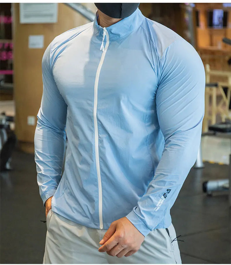 Men's Running Training Elastic Coat Outerwear Gym Tights Jacket Outdoor Cycling Sweatshirt Dry Fit Breathable Compression Tops