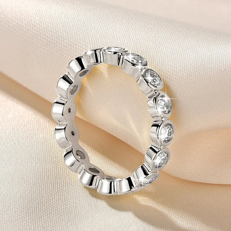 14k Gold Filled Full Eternity Ring Bezel 3mm D Round Moissanite Rings Stackable Bands GRA Certified Jewelry for Women 2026