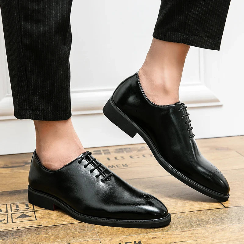 Men's Red Sole Brogue Dress Shoes – Classic Wingtip Formal Leather Footwear