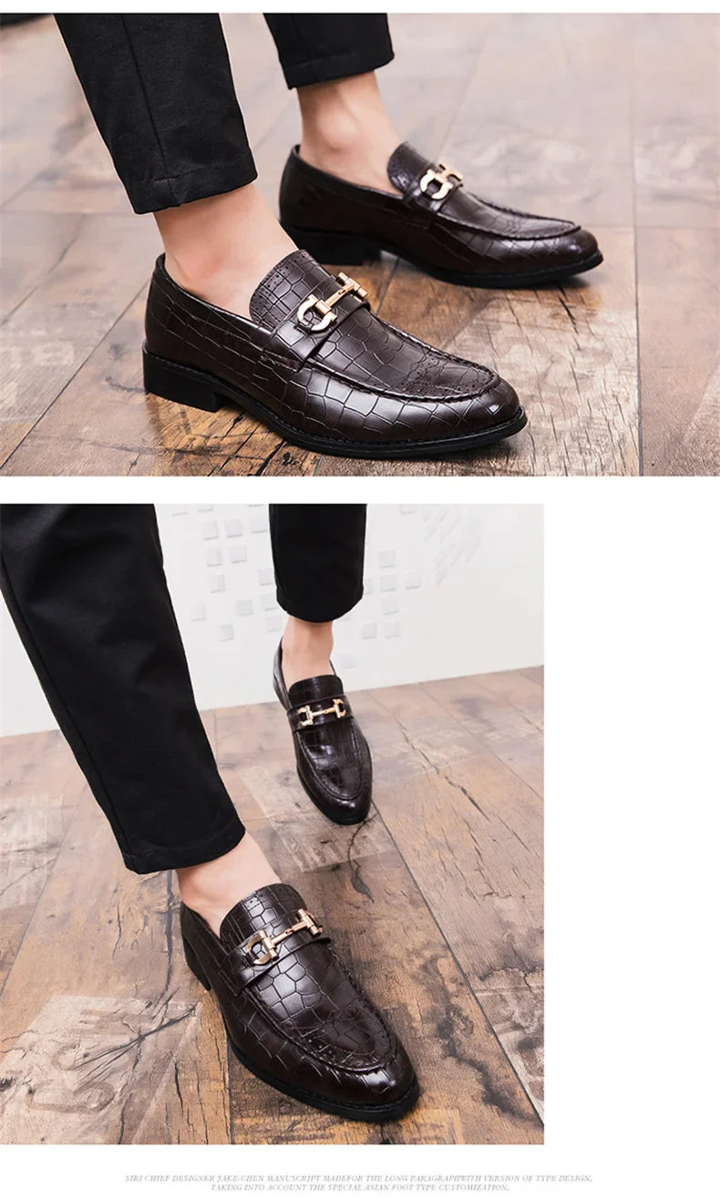 Classic Social Leather Shoes For Men Leather Loafers Wedding Casual Business Brogues Shoes Men Office Leather Men's Dress Shoes