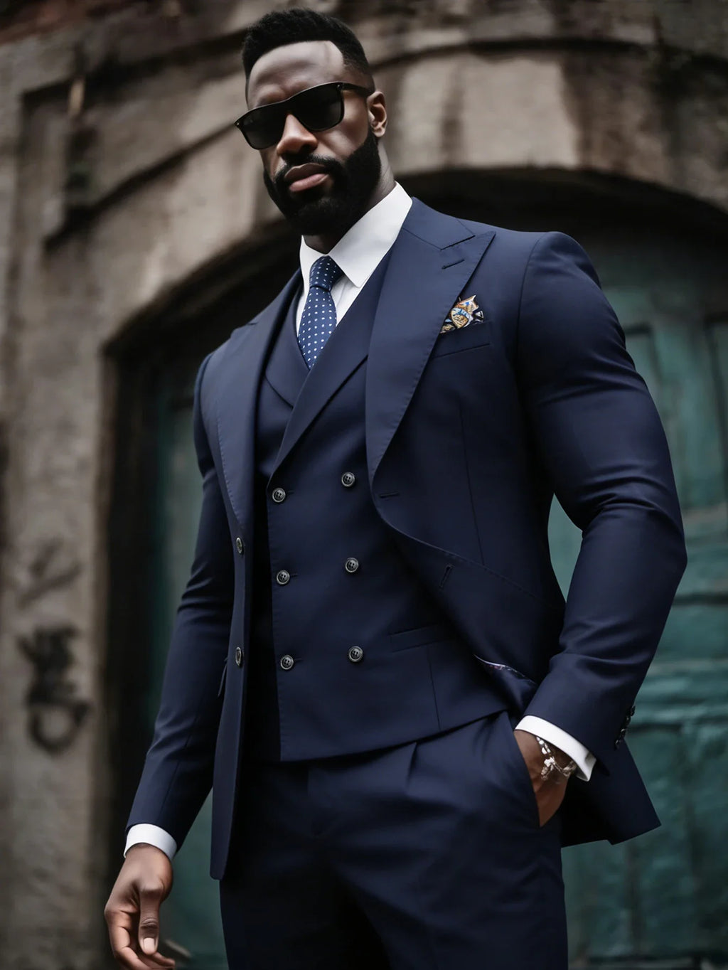 Men's 3-Piece Solid Suit Set Peak Lapel Blazer Jacket Vest Pants for Wedding Business Prom Tuxedo