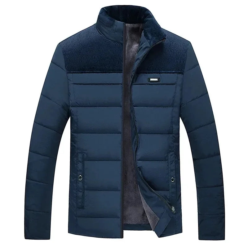 Puffer Jacket Men's Plush Thickened Parkas Stand Collar Jacket Men's Coat Winter Warm Thick Zipper Coat Padded Overcoat for Men