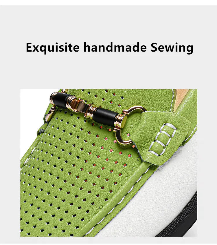 Trendy High Quality Genuine Leather Shoes for Men Summer Breathable Men's Casual Loafers Plus Size 47 Slip-on Driving Shoes Man