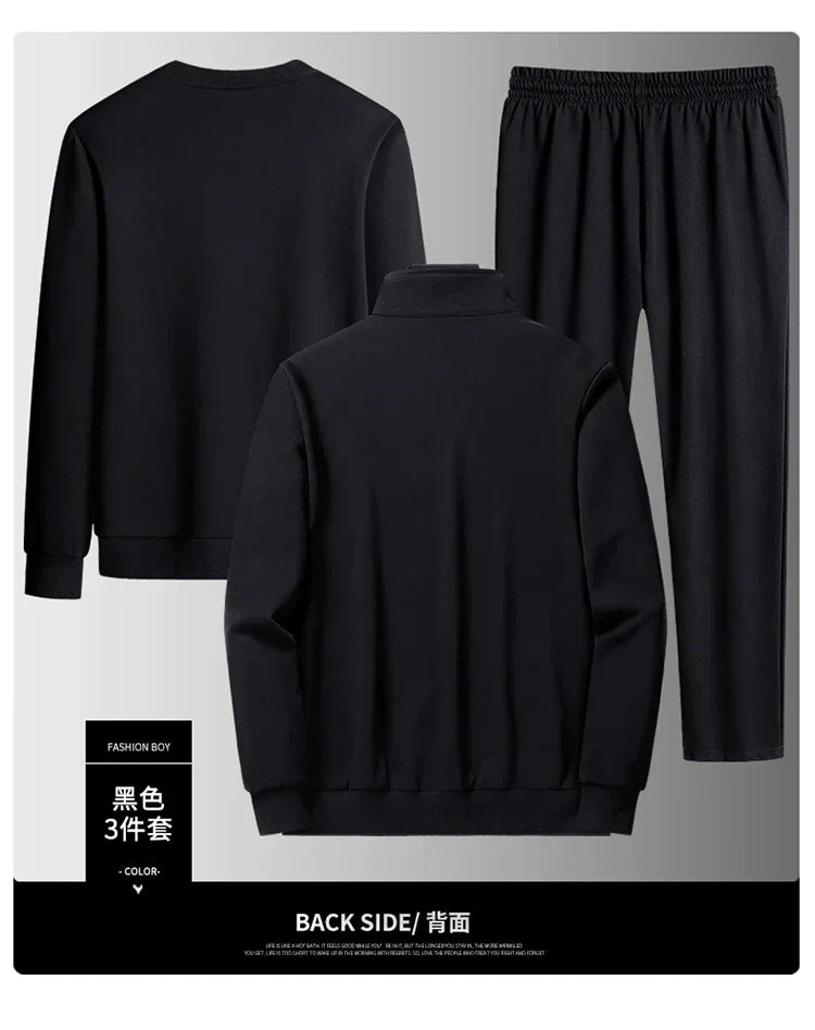 Male Casual Loose Sets Jacket+Pant+sweatshirts 3 Piece Men Set Tracksuits Men Gym Plus Size Sportswear Spring Autumn Men Sets