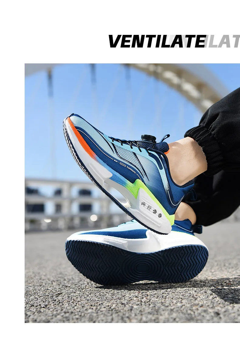 Family carbon plate running shoes for Boys Big Boys Student rotating button Technology TPU+ Popcorn high pop sneakers for girls