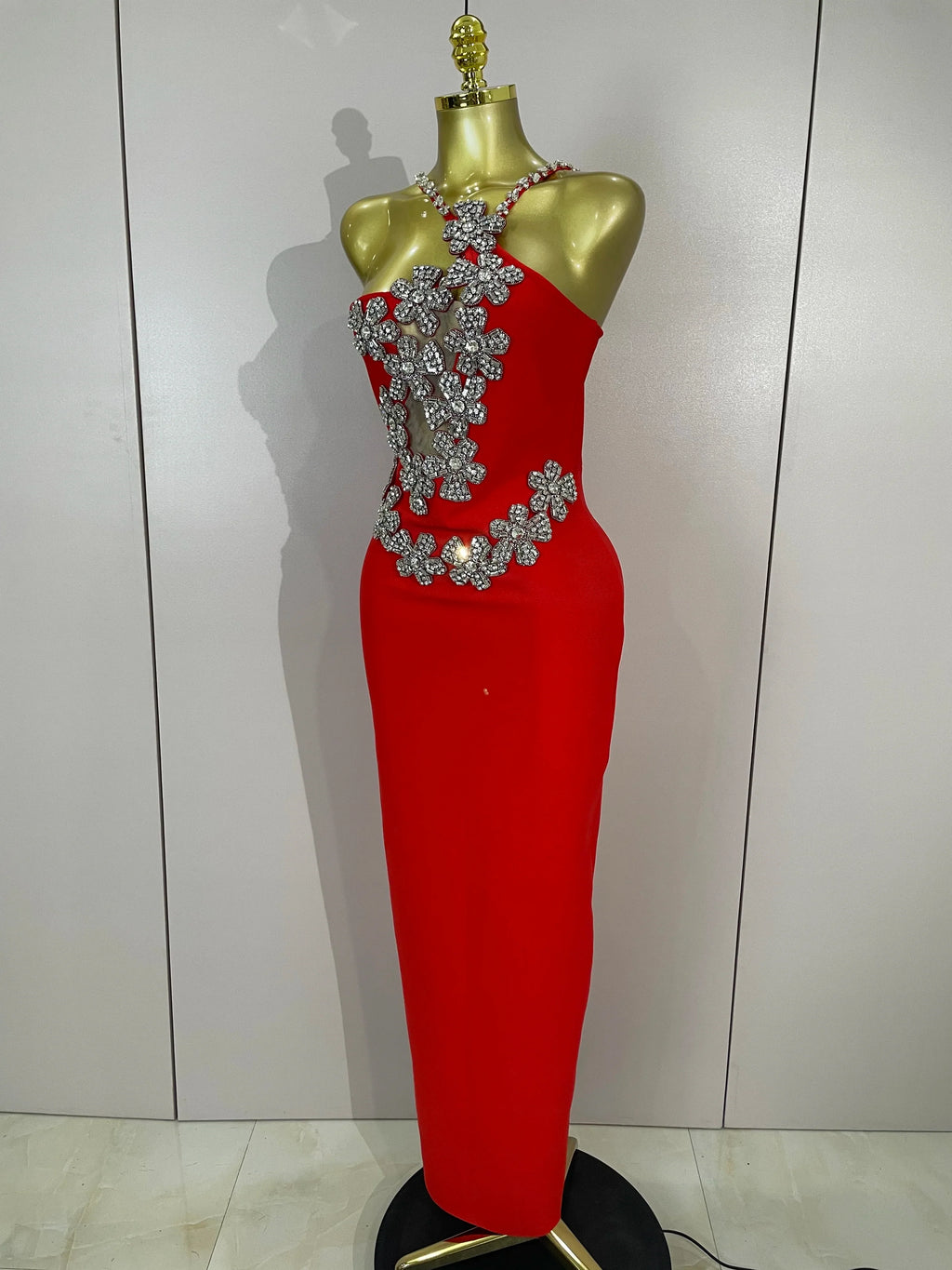 Sexy Backless Sparkly Crystal Diamonds White Bodycon Bandage Dress Women Celebrity Elegant Evening Club Party Birthday Dresses