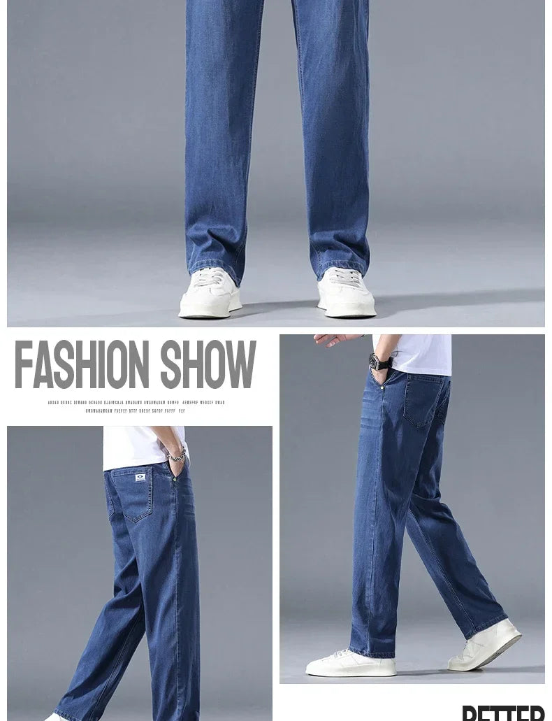 Business Jeans Men's Spring Thin Casual Straight Fashion Loose Brand Pants Comfortable Male Denim Trousers Versatile