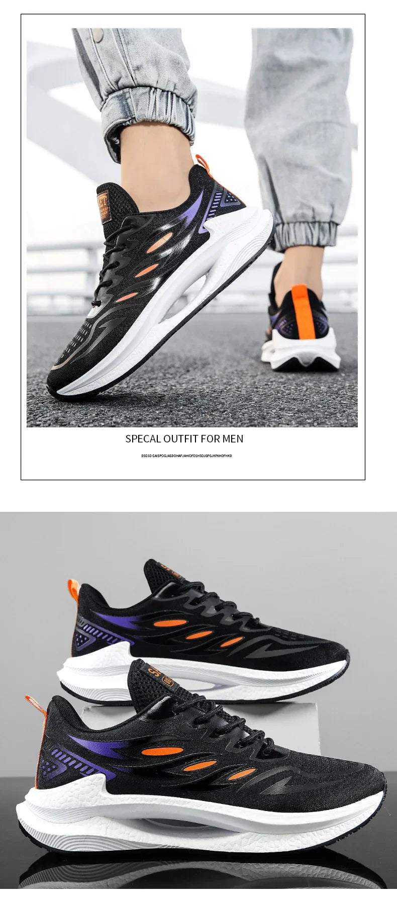 Men's Breathable Sports Shoes Spring New Mesh Casual Fashion Versatile Trendy Men's Shoes Summer Running Shoes Suitable for Outdoor Sports