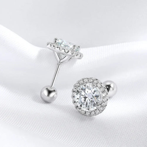 0.5-1CT Black Moissanite Studs Earring for Women Classic Wedding Jewelry 925 Sterling Silver Screw Ear Stud Birthday Gift