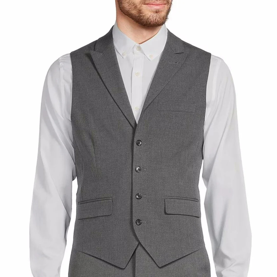 Men Vest White Single Button With Lapel Solid Waistcoat For Wedding Banquet Party Office Business Work Daily Men Suit Vest