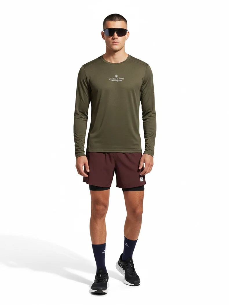 Men's Long Sleeve Quick Dry Sports T-Shirt Moisture Wicking Gym Fitness Top Outdoor Running Hiking Activewear Workout Tee