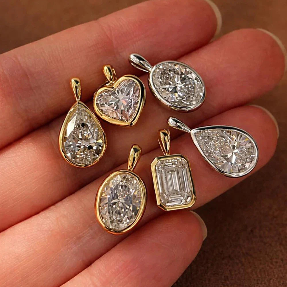 Certified 3carat Waterdrop Moissanite Omega Collar Necklace S925 Silver Bezel Set Solitaire Pear Cut Diamond Pendant for Women