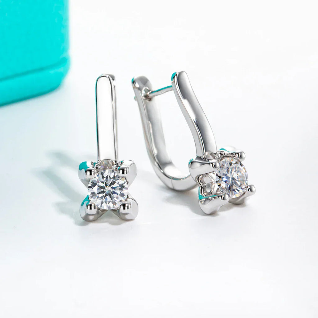 1cttw Moissanite Huggie Earrings 925 Stieerling Silver D Color Lab Created Diamond Hoop Earring For Women Jewelry