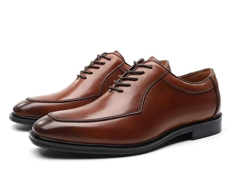 Spring Autumn Soft Square Toe Lace Up Dress Shoes Man High Quality Fashion Cowhide Elegant and Classic 39 Social Shoe for Men