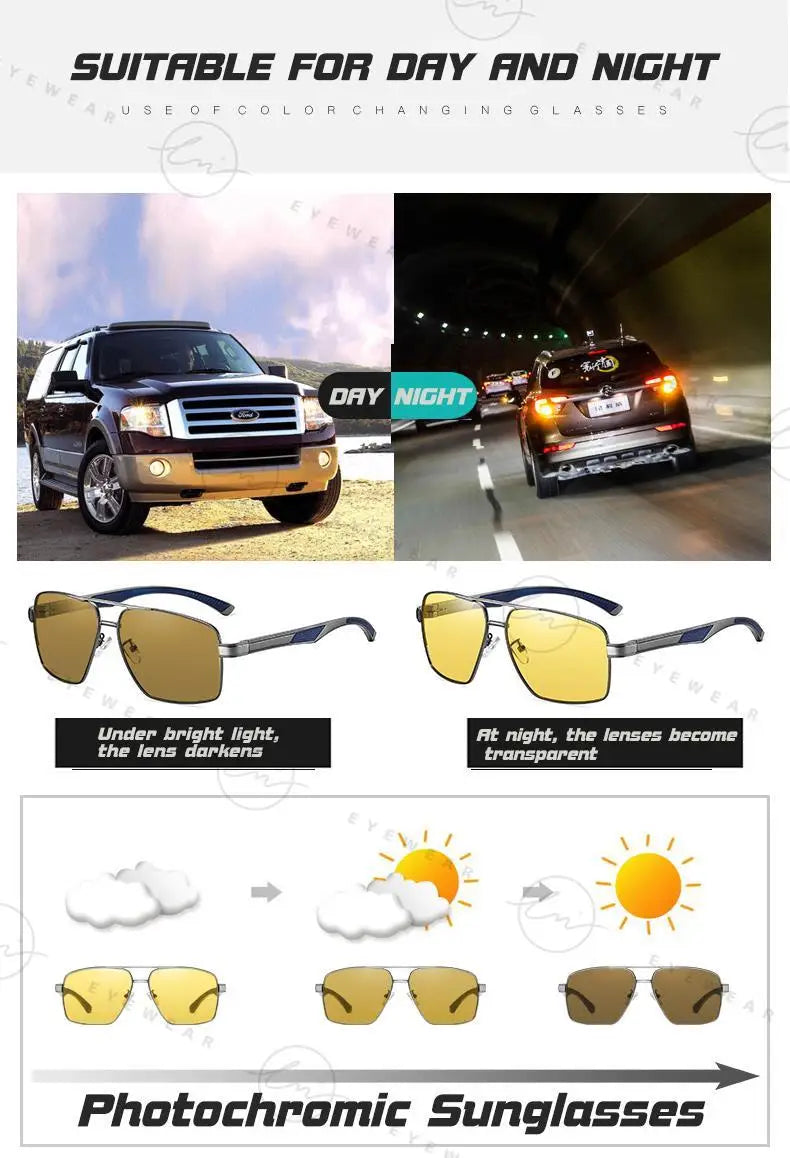 Outdoor Sport Intelligent Photochromic Sunglasses Polarized Man Night Vision Glasses Woman Anti-Glare Driving Goggle Unisex