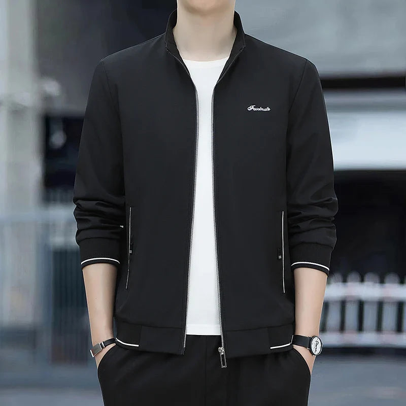Spring Autumn New Men Lapel Jacket Coats Fashion Fabric Comfortable Breathable Sweat Absorption Comfortable Slim Version Coats