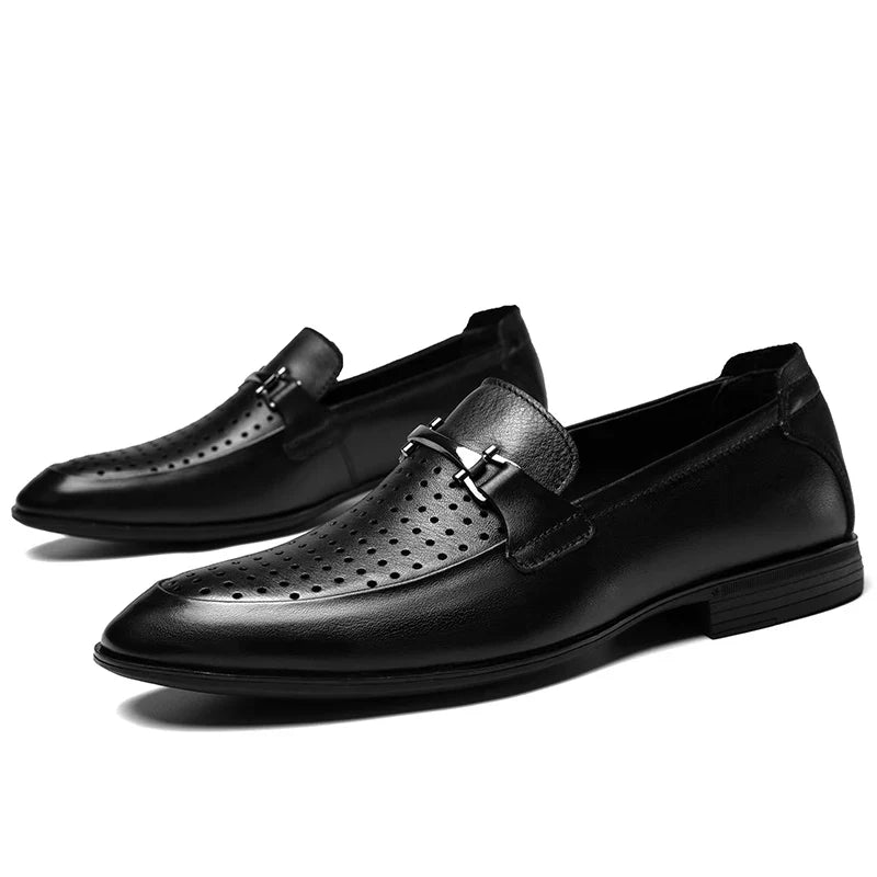 2024 New Luxury Brand Black Genuine Leather Gentleman Fashion Dress Shoes Men Business Loafers Men's Shoes Slip on Big Size 49