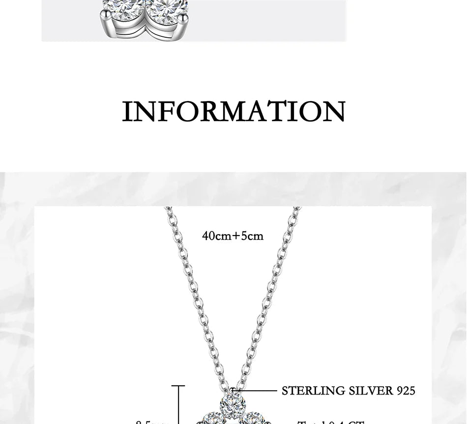 All Moissanite Necklace for Women S925 Pure Silver Classic Clover Laboratory Diamond Pendant Fashion Jewelry