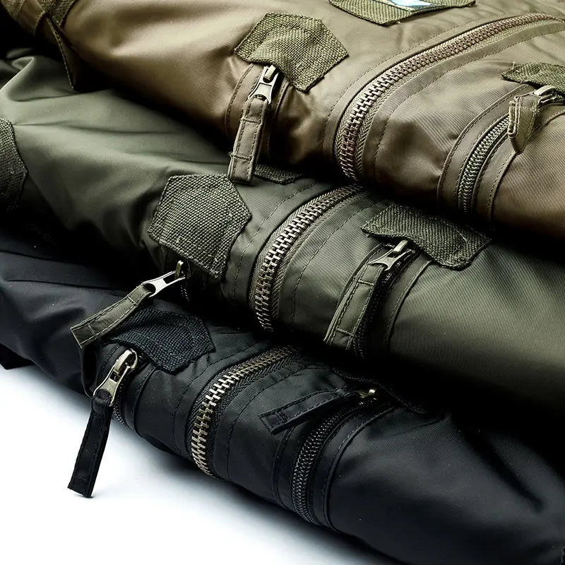 Ma-1 Bomber Jacket Men's Tactical Work Big Pocket Baseball Suit Coat Autumn Vintage Vertical Collar Windproof Motorcycle Jacket