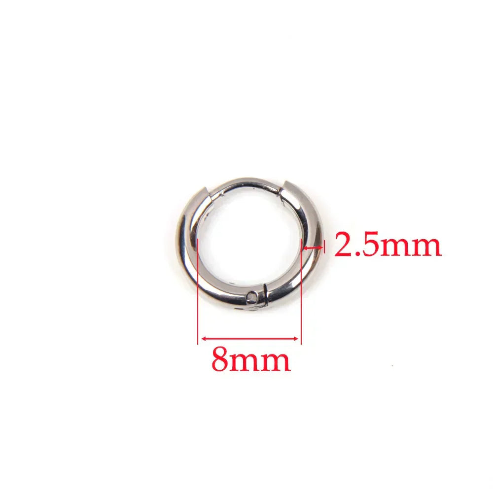 10pcs 316L Stainless Steel Hoop Earrings Women Men Punk Hiphop Circular Ear Buckle Ring Jewelry Gold Color Accessories Wholesale