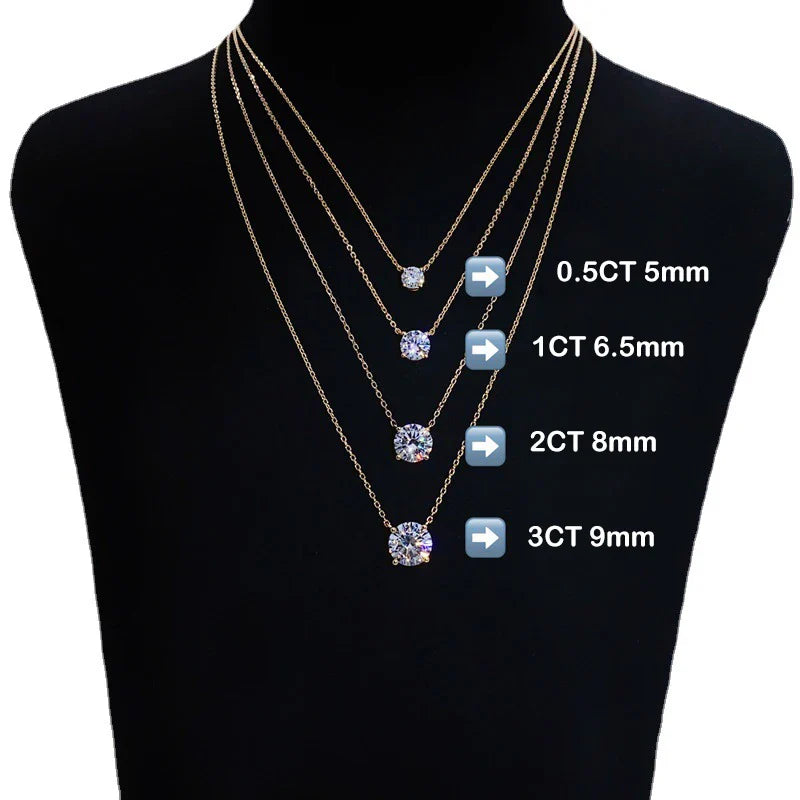 Luxury 1/2/3/5CT Real D Color Moissanite Pendant Necklace For Women Men 925 Silver Plated 18K Bridal Neck Fine Jewelry Gift