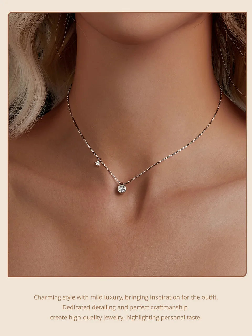 White Gold Plated Moissanite Necklace for Women, 925 Silver Pear/Round Solitaire Moissanite Pendant Valentines Day Gift