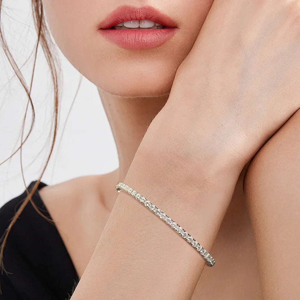 Moissanite Bangles for Women All 2.5mm D VVS1 Lab Diamond Bracelets 925 Sterling Silver Bracelet Wedding Birthday Gift