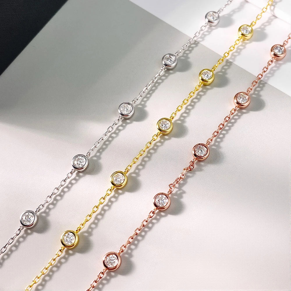 3mm 4mm All Moissanite Necklace for Women 925 Sterling Silver  Round Bubble Diamond Neck Chain Chocker Fine Jewelry GRA