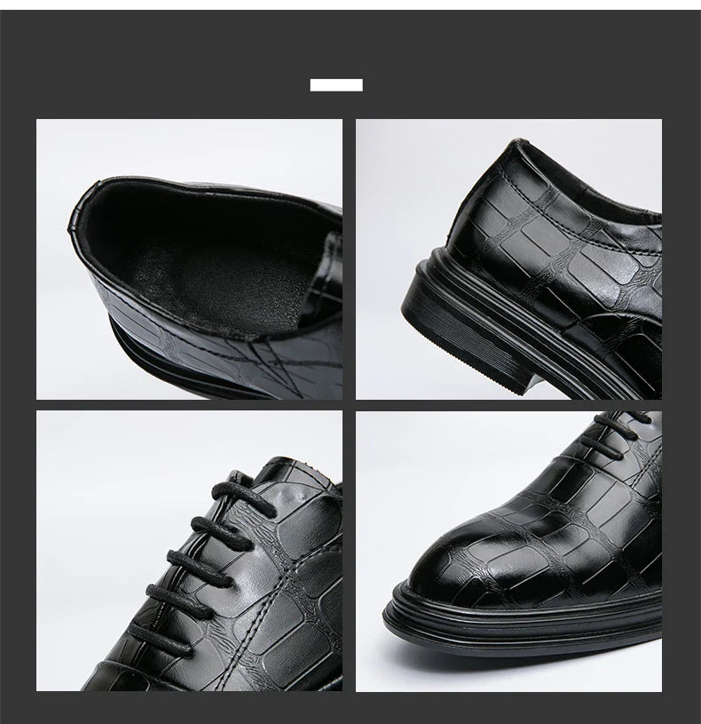 Men's Pointed Oxford Dress Shoes Leather Casual Office Wedding Shoes Gentleman Luxury High Quality 2026 Fashion