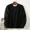 Men's Fleece - Lined Thickened Long - Sleeved Henley Neck Waffle Knit T - Shirt