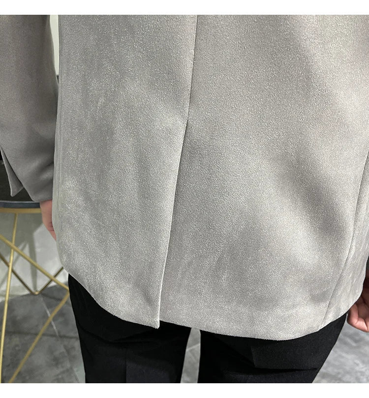 Plus Size 4XL-M Autumn Deerskin Velvet Jackets Blazer 6 Color Men Business Slim Blazers Hommes Casual Wedding Tuxedo Suit Coat