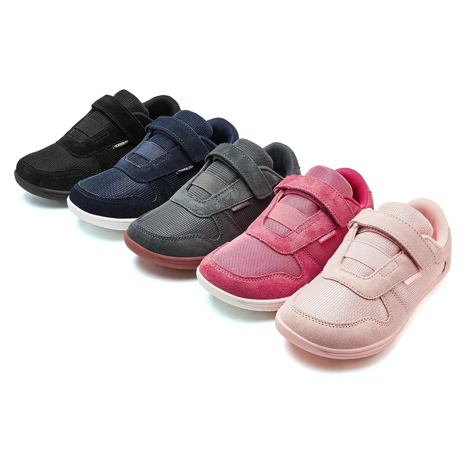 Kids Wide Toe Barefoot Shoes Little/Big/Kid Hook Loop Minimalist Sneakers Artificial Leather Mesh Lightweight Shoes