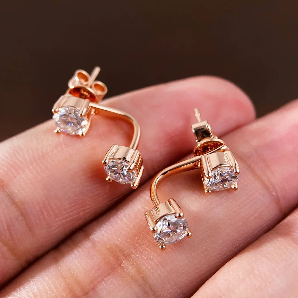2 in 1 Full 5mm D Color Moissanite Stud Earrings for Women S925 Silver 2cttw All Diamond Earring Pierced Ear Fine Jewelry