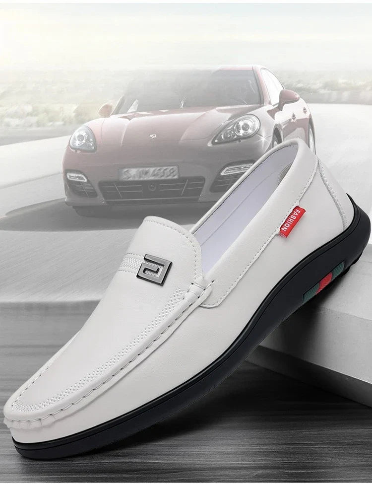 2026 New Solid Color Business Casual Shoes for Men Spring Autumn Soft Leather Shoes Male Fashion Light Driving Shoes Man
