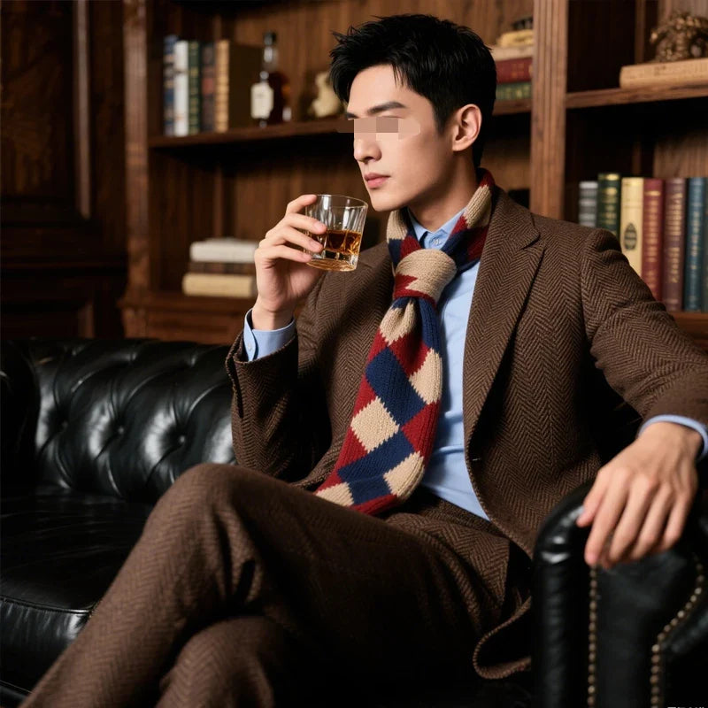 Men's Suit Herringbone Blazer Prom Tuxedos Wool Tweed Single Breasted Formal Bussiness/Wedding Jacket（Only Coat）