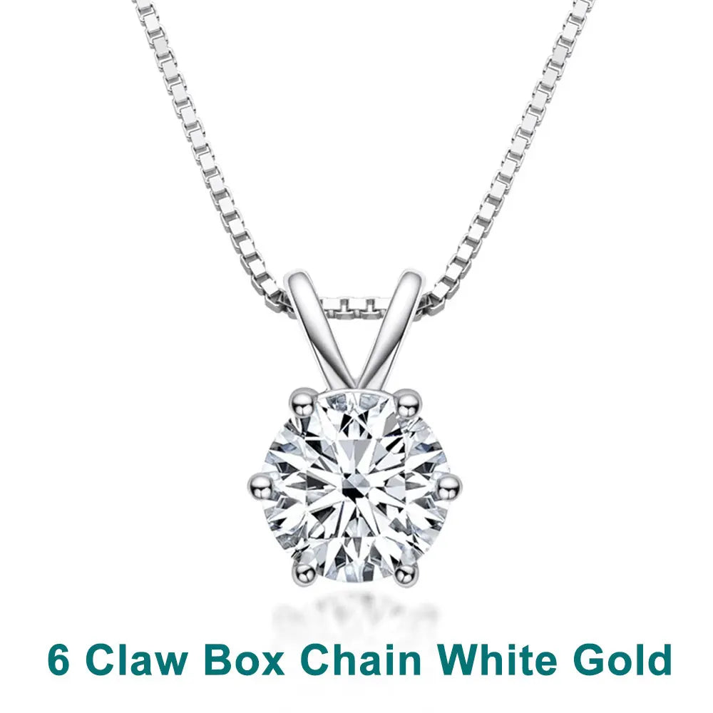 1-5 CT Moissanite Necklace Solitaire Pandent GRA Certified Dainty s925 Sterling Silver 18k Classic Necklaces for Women