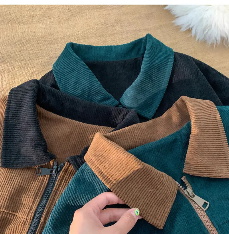 2026 Autumn Corduroy Cargo Jacket For Men Windbreakers Zipper Coats Loose Cargo Outwear Casual Jacket Mens Clothes