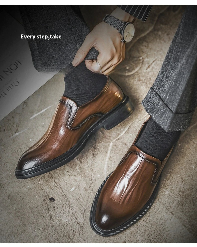 Retro Business Dress Derby Shoes for Men Spring Autumn New Designer Wedding Shoes Male Solid Color Cow Leather Shoes Man
