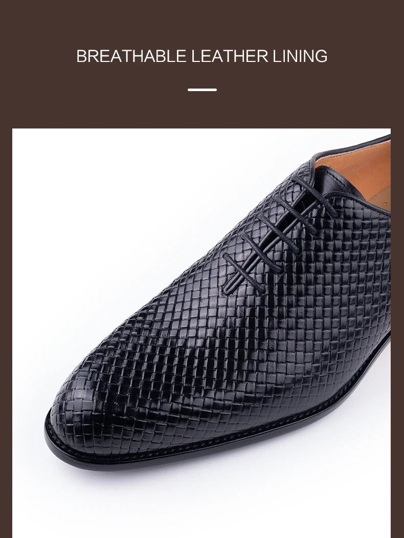 Luxury Genuine Leather Shoes Men Oxford Casual Business Office Shoes Comfortable Formal Lace Up Pointed Toe Dress Wedding Shoes
