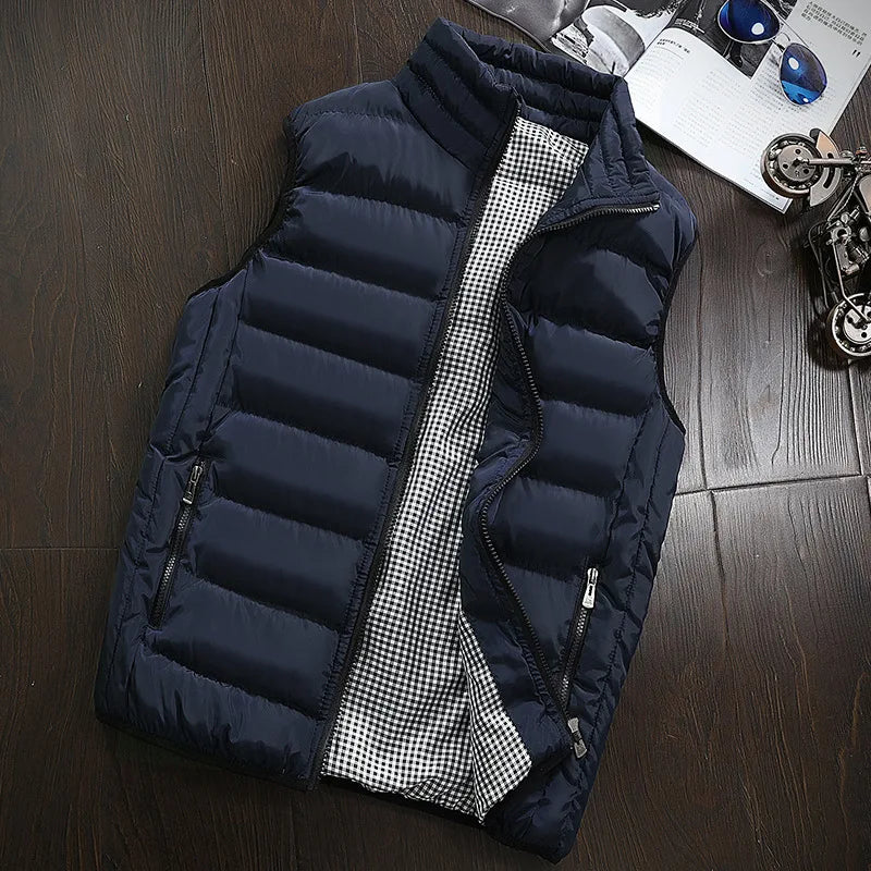 Men's Embroidery Brand High Quality Warm Vest Vest, Autumn and Winter Luxury Fashion Brand, Sleeveless Outdoor Windproof Jacket