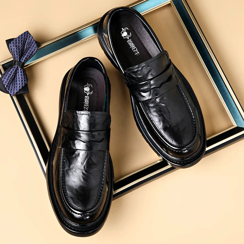 Fashion Leather Mens Casual Shoes Breathable Business Handmade Slip On Shoes Hot Sale Brand Classic Men Shoes Flats Moccasins