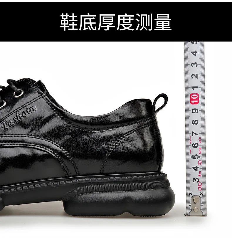 Summer Hallow Cow Leather Shoes for Men Fashion Casual Black New Designer Dress Shoes Male Lace Breathable Platform Shoes Man