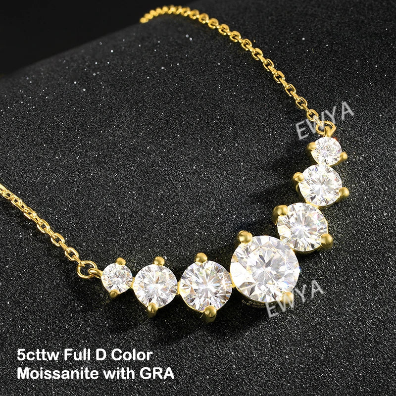 Sparkling 1.7/2.8/5cttw Full Moissanite Pendant Necklace for Women S925 Silver Plated 18K Gold Pass Diamond Test Necklaces