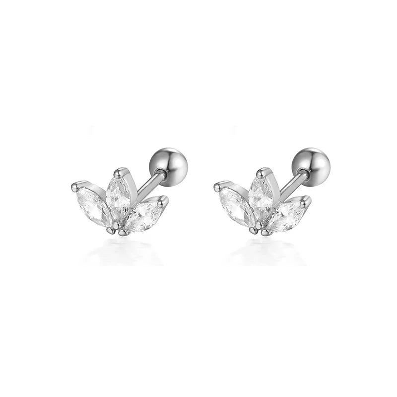 925 Sterling Silver Fashion Love Butterfly Romantic Star Crown Screw Stud Earrings for Women Ear Bone Piercing Jewelry