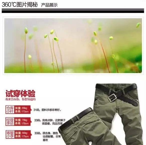 Spring and Summer Men's Casual Thin Labor Cargo Work Wear Army Slim Straight Overalls Cotton Long Pants Large Size Trousers