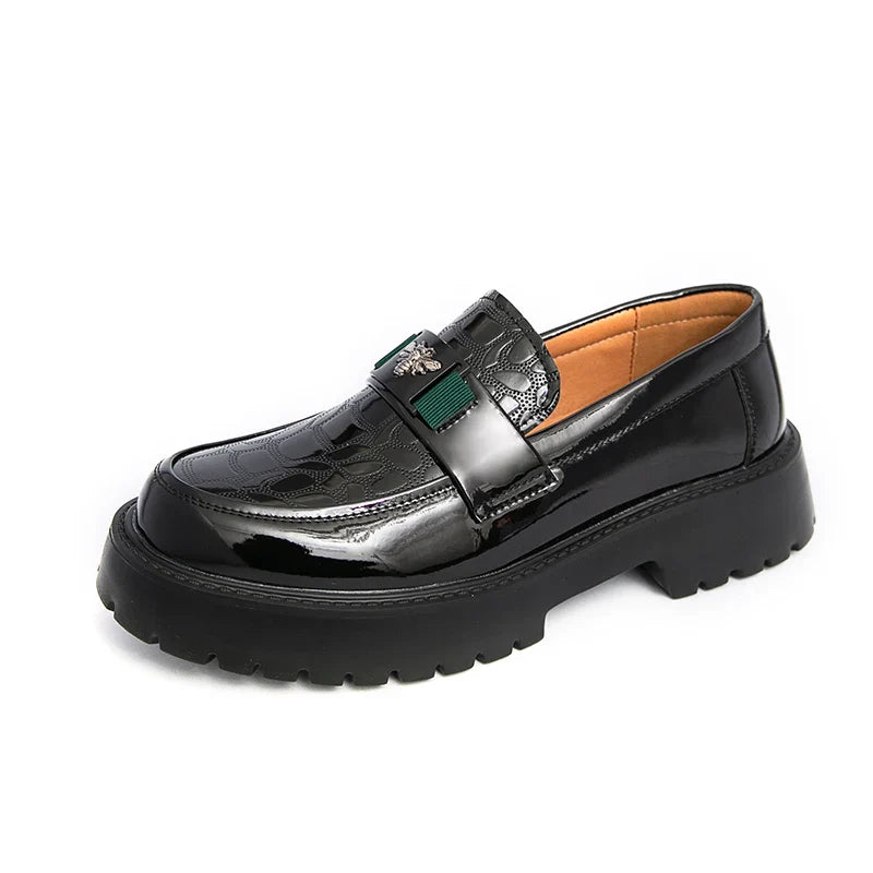 2026 Fashion Bee Design Men's Leather Shoes Thick Sole Luxury  Slip On Loafers Comfort Fashio Business Party Formal Dress Shoes