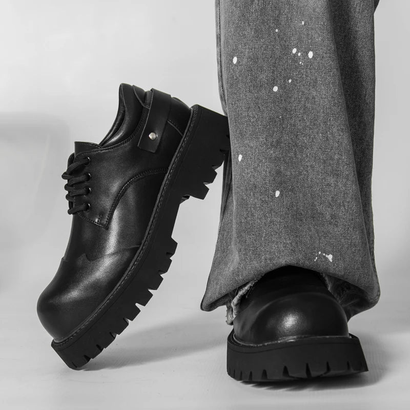 British Style Brogue Men's Oxford Shoes Thick-soled Casual Shoes Comfortable Male Business Shoes Lace-up Formal Dress Footwear